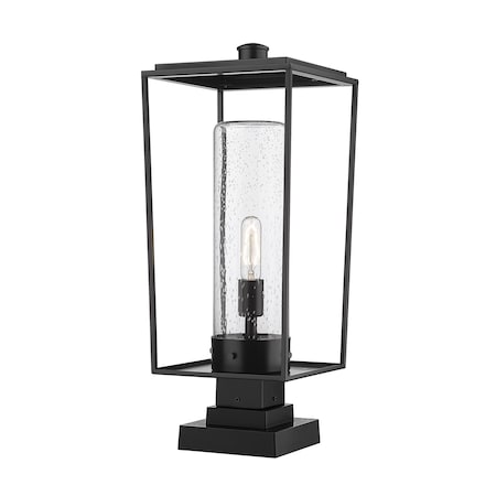 Sheridan 1 Light Outdoor Pier Mounted Fixture, Black And Seedy